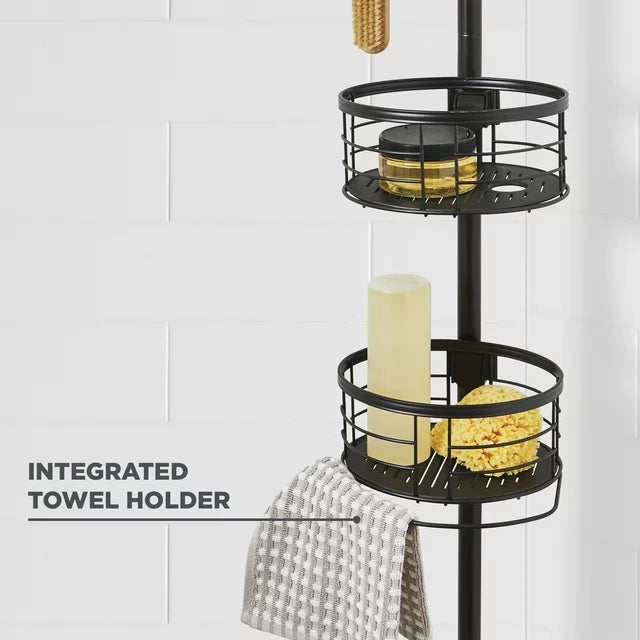 Better Homes & Gardens Rust-Resistant Tension Pole Shower Caddy, 3 Shelves, Oil Rubbed Bronze Finish