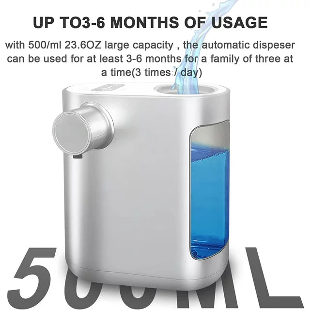 Non-Contact Liquid Automatic Soap Dispenser, 500ml, Rechargeable, 2000mA Built-in Battery with 3 Variable Dispense Volume Controls for Home Kitchen, Hotel, Office