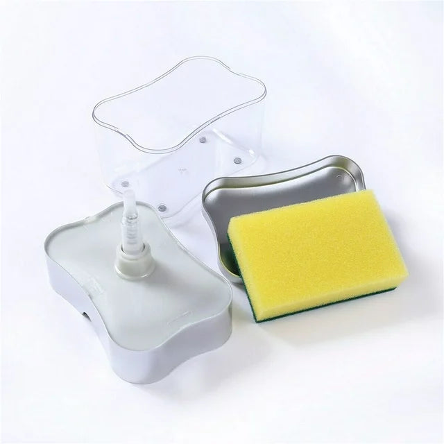 Soap Pump Dispenser & Sponge Holder for Kitchen Sink Dish Washing Soap Dispenser 1 Pcs